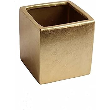 Amazon Com Afloral Gold Ceramic Cube Vase Home Kitchen
