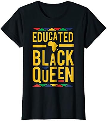 Womens Dashiki Educated Black Queen TShirt African DNA Pride Shirt Large Black