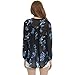 WLLW Women Casual See Through Floral Print Long Sleeve Chiffon Shirt Blouse Tops (Large, Black)