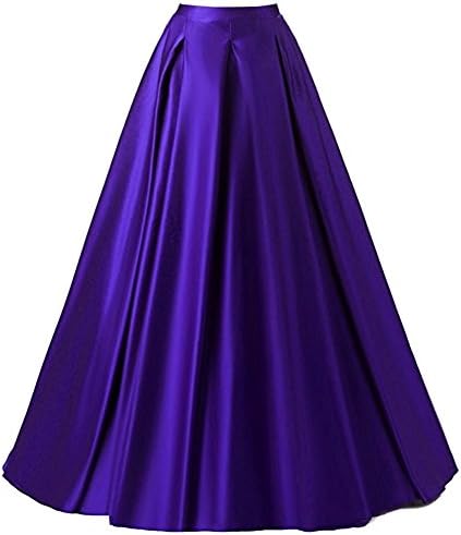Duraplast Women's Fashion Prom Long Skirt Formal Satin A-Line Skirt High Waist