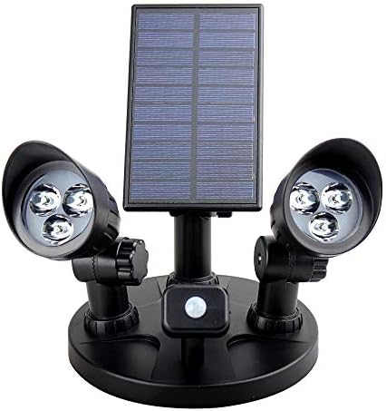 Solar Spotlights,360 Degree Rotatable Double Head Wall Lamp Adjustable Induction Detection Path Light Outdoor Solar Motion Sensor Safety Light for Yard,Garden, Garage (6 LED)