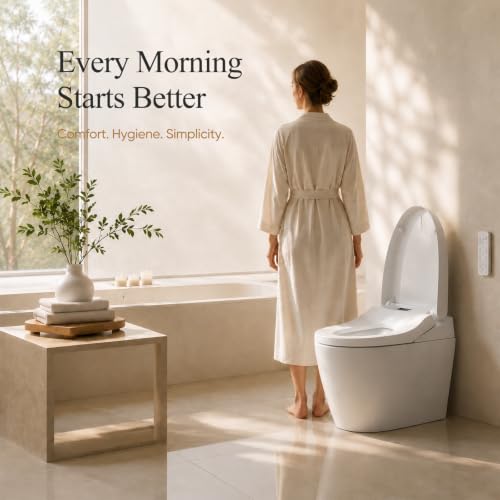 GAICOM Electric Bidet Toilet Seat, Elongated Remote Control, Heated Seat, Instant Warm Water, Warm Air Dryer, Front and Rear Wash, Self-Cleaning Nozzle, Night Light, Soft Close Lid