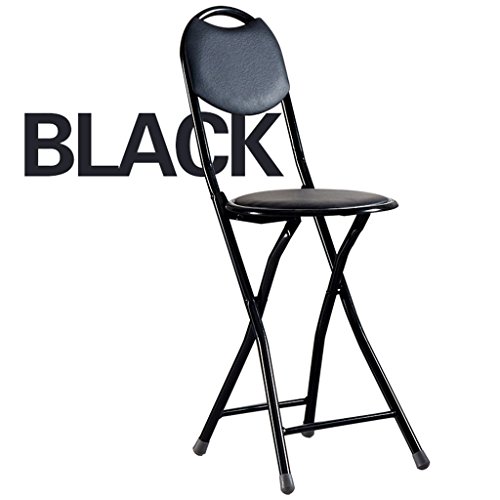 Folding Chairs Dining Chair Round Stool Folding Stool with backrest high Stool Chair Home bar Stool (Color : Black, Size : 303277.5CM) - Thumbnail 7