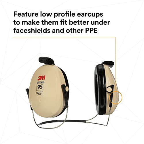 3M Peltor Optime 95 Over-the-Head Earmuffs – H6A/V Beige, NRR 21 DB For Hearing Protection