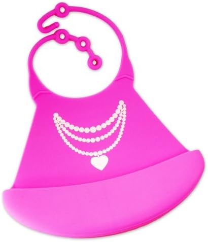 Cute Baby Bibs - Silicone with Crumb Catcher - Little Princess in Pink