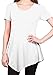 DRSKIN] WS05 Women Handkerchief Hem Short Sleeve Long Tunic Top. (XL, White)