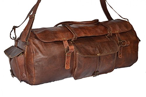Hlc 28" genuine leather sports duffel vintage lugg…