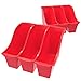 Storex Small Book Bin – Interlocking Plastic Organizer for Home, Office and Classroom, Red, 6-Pack (71109U06C)