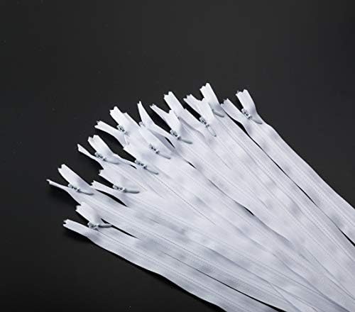 40 PCS Nylon Invisible Zipper Tailor DIY Sewing Tools for Garment/Bags/Home Textile (22 inch. White, 40pcs)