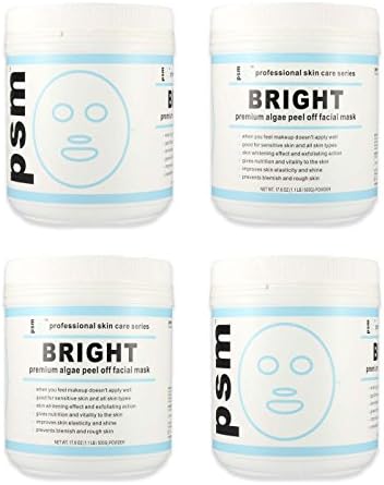 (Set of 4) psm BRIGHT Premium Algae Peel Off Facial Mask Powder for Professional Skin Care 17.6 OZ (1.1LB / 500g)