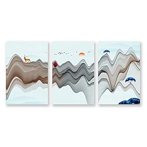 Wall26-3 Panel Canvas Wall Art- Chinese Landscape Painting-Wall Bedroom Living Room Home Decoration - 16"x24" x 3 Panels