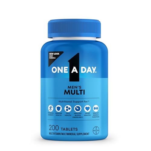 One A Day Multivitamin for Men - Daily Mens Multivitamins with Vitamin D, Zinc, Folic Acid, and B Vitamins, Physical Energy Support, 200 Ct (Packaging May Vary)