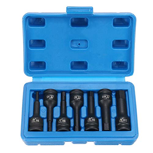 Drive Impact Socket Hex Bit Set,7pcs 3/8 Inch Metric Hex Driver Impact Socket Bit Set