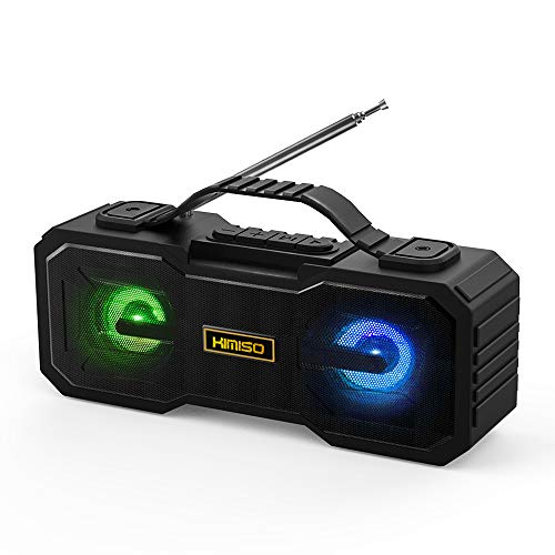 Portable Radio, Boombox, with FM Radio RGB Color Changing Light Bluetooth Speakers,USB/TF/AUX/BT Input,Wireless Hi-Fi Stereo Pairing,USB Rechargeable Durable Design Backyard,Outdoors,Travel,Home Party