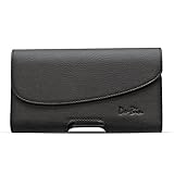 LG G Stylo Belt Case, Debin Premium Leather LG G Stylo (Stylus LS770) Holster Case Cover Pouch Carrying Case with Belt Clip and Belt Loop (Plus Size Pouch Also Fits LG G Stylo Phone with Another Case On) - Black
