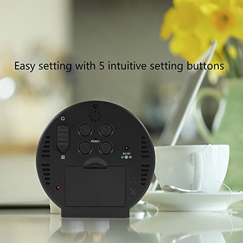 FanJu FJ3209 LED Digital Alarm Clock with Indoor Temperature, Adjustable Brightness Dimmer, Small Easy Setting Clock for Bedroom Desk Bedside - Thumbnail 5