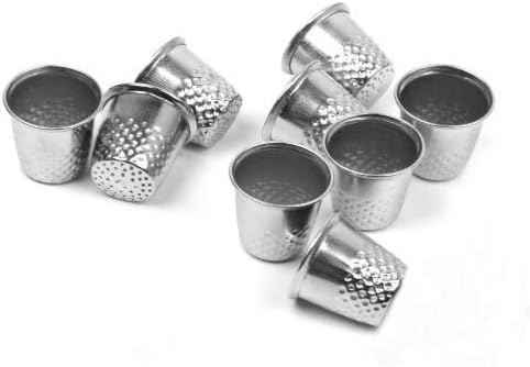 VNDEFUL 10 PCS Silver Metal Sewing Thimbles,Shield Sewing Grip Protector Pin Needle Shield for DIY Crafts (19x18mm)