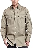 Carhartt Men's Ironwood Twill Work Shirt Snap Front Relaxed Fit,Khaki,Large