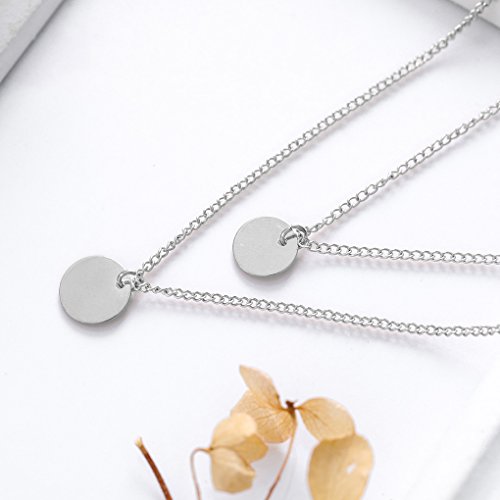 Tgirls Layered Sequin Necklaces with Bar Pendant for Women and Girls XL-66 (Silver) - Thumbnail 3