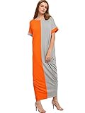 Milumia Women's Summer Boho Color Block Pockets Caftan Maxi Dresses