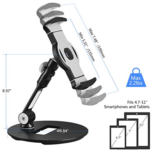 Suptek Aluminum Tablet Desk Stand 360° Flexible Cell Phone Holder Mount