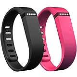 SKYLET For Fitbit Flex Bands, Silicone Replacement Bands for Fitbit Flex with Fastener Ring (No Tracker) (Large,Black&Rose Red)