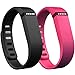 SKYLET Replacement Bands for Fitbit Flex(Large,Black&Rose Red)