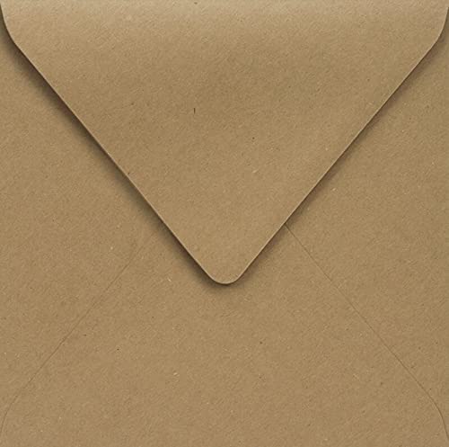 Netuno 25 Square Kraft envelopes 145 x 145 mm 5.7 x 5.7 in 100gsm Natural Kraft Paper Envelope Recycled Brown Envelope Vintage envelopes for Greeting Cards Christmas Cards Wedding Invitations