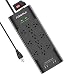 Surge Protector(4000 Joules), POWRUI Power Strip with 12-Outlet and 4 USB Ports(5V/6A, 30W) and 6-Foot(1875W/15A) Heavy Duty Extension Cord, ETL Listed, Black