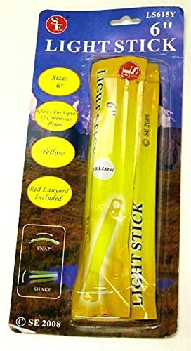 SE Emergency 6″ Light Sticks 2 Pack with Lanyard 12 Hour Yellow New lot of 6