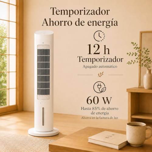 NOMEY Aire Acondicionado Portátil De Torre, 4 En 1 Enfriador de Aire Evaporativo con 3L de Tanque de Agua,Oscilación De 70°,12H Temporizador,4 Modos Y 3 Velocidades Con Control Remoto Climatizador