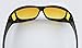 Utrax Clear View Vision UV Protection Wraparound Driving Glasses Sunglasses Black Yellow Lens Fits Over Eyeglasses (Yellow for night)