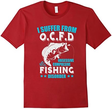 Mens Fishing tee shirts for men and women-I suffer from OCFD gift XL Cranberry