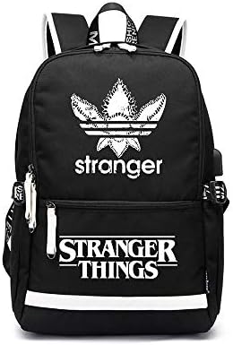 Stranger Things Casual Backpack Classic New Korean Fashion Student Bag Neutral Solid Color Oxford Men and Women Backpack Unisex (Color : Black04, Size : 37 X 16 X 43cm)