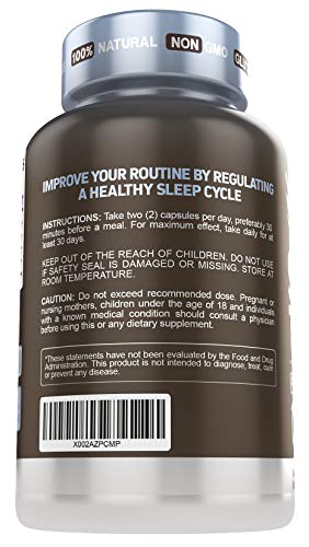 Sleep Aid Pills for Adults with Melatonin Natural Non-Habit Forming - Stress, Anxiety & Insomnia Relief Supplement - Herbal Sleeping Capsules with Suntheanine Valerian Root L-Theanine