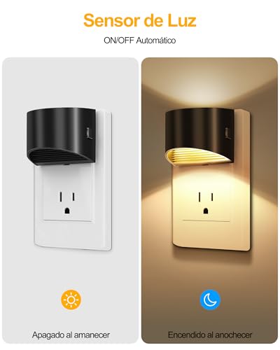 2 Paquete Luz Nocturna Enchufable con Sensor de Luz de Atardecer a Amanecer, 3000K Lampara LED Nocturna Noche con 3 Niveles de Brillo, Luces Nocturna para Niños, Dormitorio, Baño, Pasillo, Escaleras