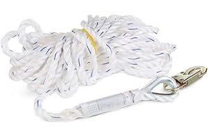 Peakworks Standard Vertical Lifeline - Polysteel 5/8" Rope with Snap Hook - Industrial, Construction, Roofing, Recreational Fall Protection - ANSI & OSHA Compliant (Available in Multiple Lengths)