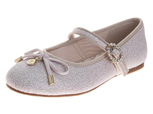 Josmo Girls Sparkly Mary Jane Flats Glitter Dress Sandals with Adjustable Buckl…