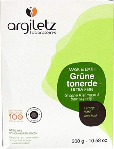 Argiletz Clay Super Fine Green 300 g - Bath & Face Mask for Oil Skin - Leaves Skin Glowing and Wonderfully Silky to the Touch - Face and Body Scrub - 100% Natural Clay - Netherlands