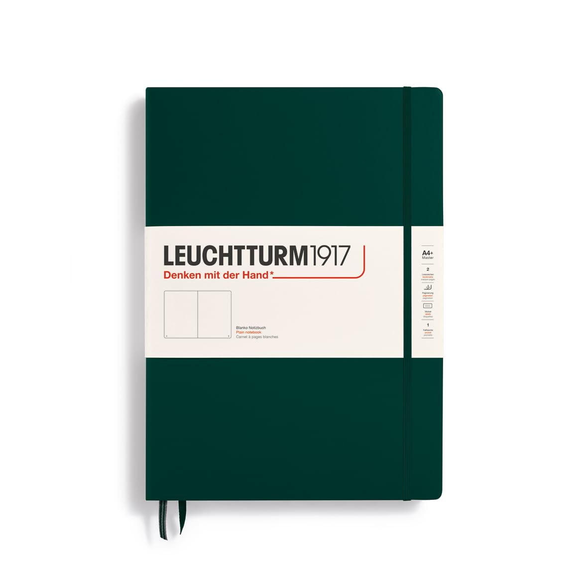 LEUCHTTURM1917 Master Classic 370263 Notebook (A4+) Hardcover, 235 Numbered Pages, Forest Green, Blank