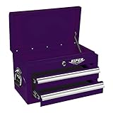 Viper Tool Storage V218MCPU 18-Inch 2-Drawer 18G Steel Mini Storage Chest w/ Lid Compartment, Purple