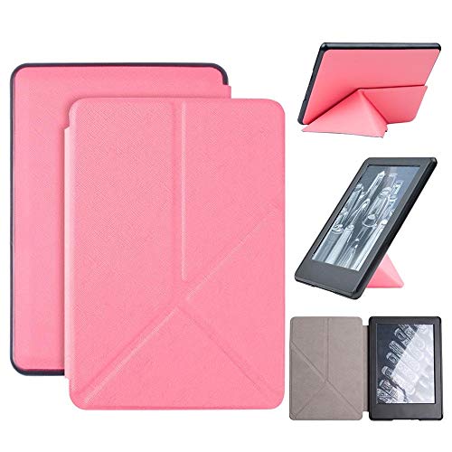 Cywulin Case for All-New Kindle Paperwhite 10th Generation 2018 Lightweight PU Leather Folio Cover Slim Folding Shell Stand Smart Auto Wake Sleep for Amazon Kindle Paperwhite E-Reader (Pink)