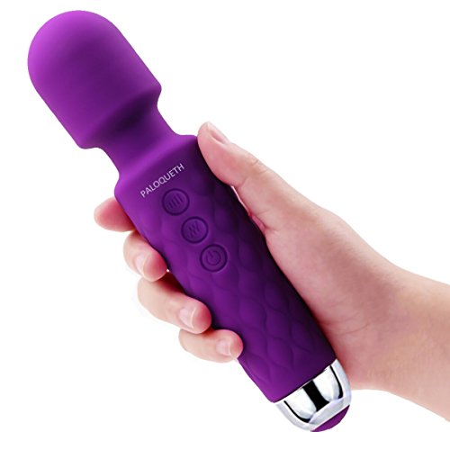 PALOQUETH Handheld Personal Wand Massager for Back Neck Shoulder Body Massage with 8 Powerful Speeds & 20 Vibration Modes,Cordless Rechargeable