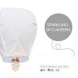 Sky Lanterns 5 Pack: Sparkling Eco Friendly White Chinese Wishing Lanterns, For All Occasions. %100 Biodegradable, Environmentally Friendly, And Wire Free. Fully Assembled.