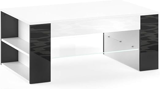 Vicco Couchtisch Stelios In Weiss Schwarz Hochglanz Wohnzimmer Kaffeetisch Amazon De Kuche Haushalt