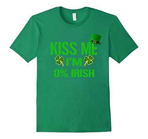 Men's 0 Irish Shirt Kiss me I'm 0% Irish Medium Kelly Green