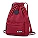 Dannyrober Waterproof Drawstring Sport Bag Backpack For Men Women Wine Red