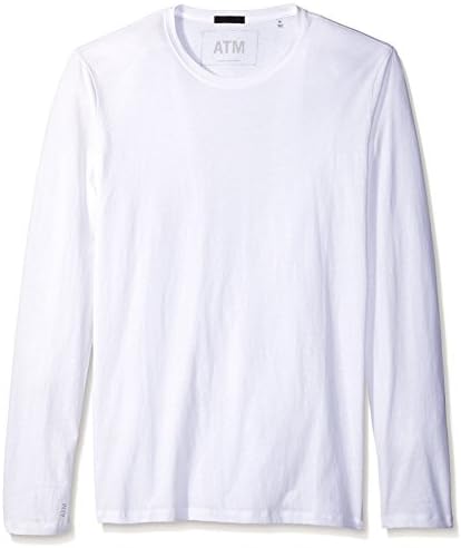 ATM Anthony Thomas Melillo Mens Classic Jersey Crew Neck Tee, White, L