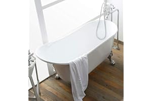 DP HOME 63" Acrylic Clawfoot Bathtub Elegant, Traditional Oval Pure White Slipper Tub with Claw Feet for Bathroom, Drain Included, without Overflow (E-PW-1675W)