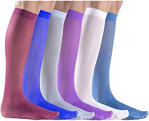Felicity Knee High Trouser Socks for Women, Opaque Thin Nylon Colorful Dress Sock Stretchy 50 Denier, Solid Colors